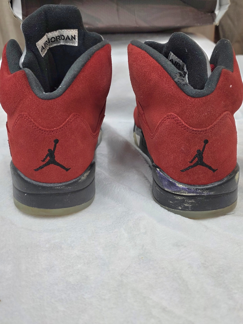 Men's Nike Air Jordan 5 Retro Raging Bull Red Suede Basketball Shoes - Picture 5 of 14